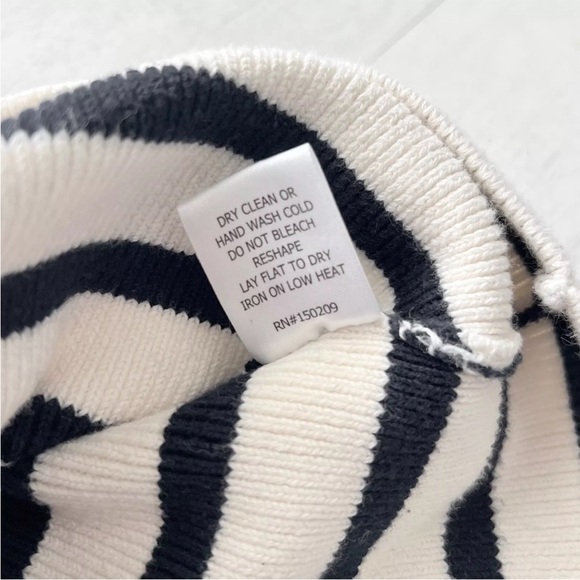 Rare La Ligne Emmanuelle Black Cream Striped SMALL Midi Day Dress Geometric $295 - Picture 15 of 15